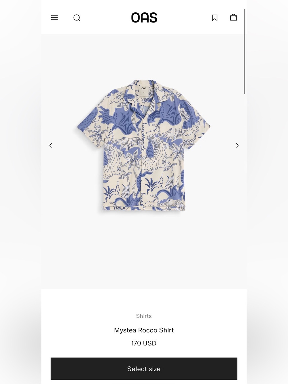OAS Mystea Rocco Short-Sleeve Shirt - Blue and Cream Print